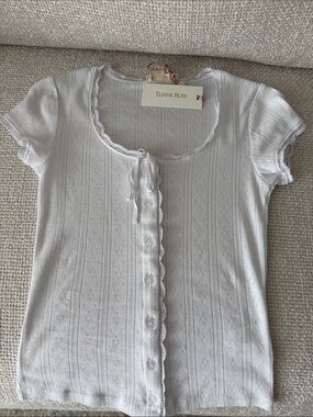 Eliane Rose Girls' White Short-Sleeve Button Front Top